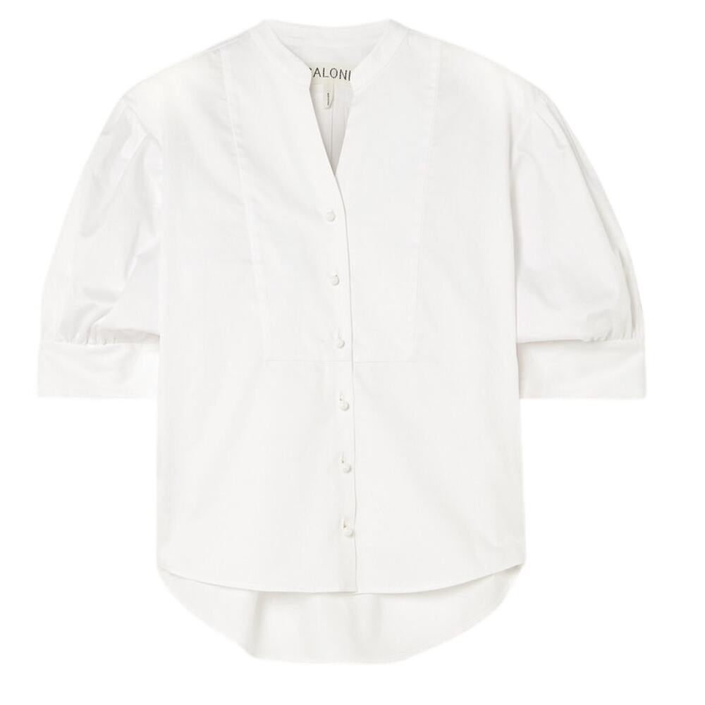 Saloni Crisp White Tavi Cotton Poplin Blouse Size 4